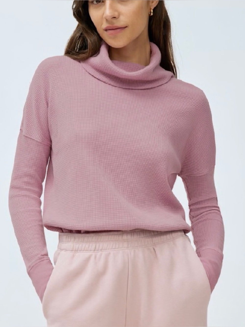 Aritzia The Group Babaton Waffle Knit Turtleneck Top Women’s XS Long Sleeve